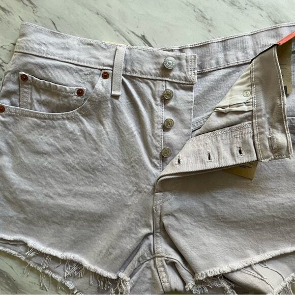 Levi's 501 Button Fly Cut Off Denim Shorts High Rise Lavender Lilac Size 30 NWT - Picture 5 of 8